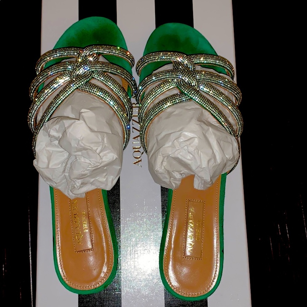 Aquazzura Moondust Flat Jungle Green 37.5